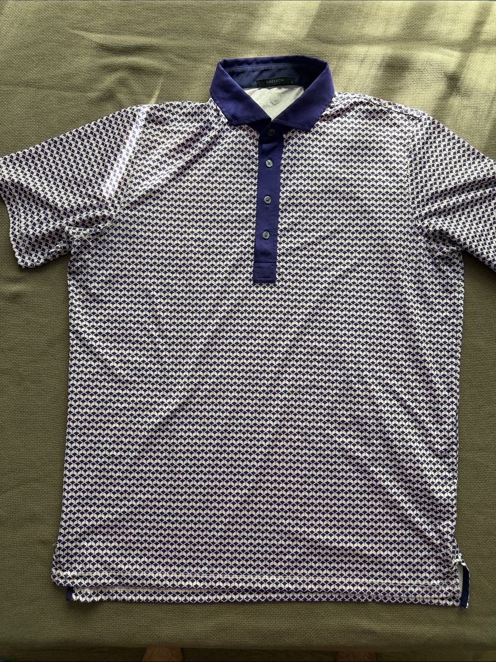 Greyson Men's Purple Patterned Polo with Dark Purple Collar